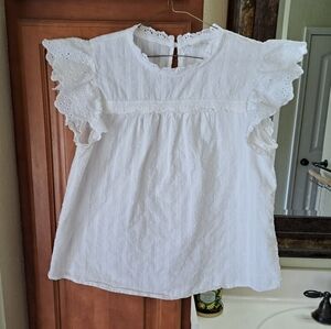 Blu Pepper Bright White Cotton Blouse Size Small